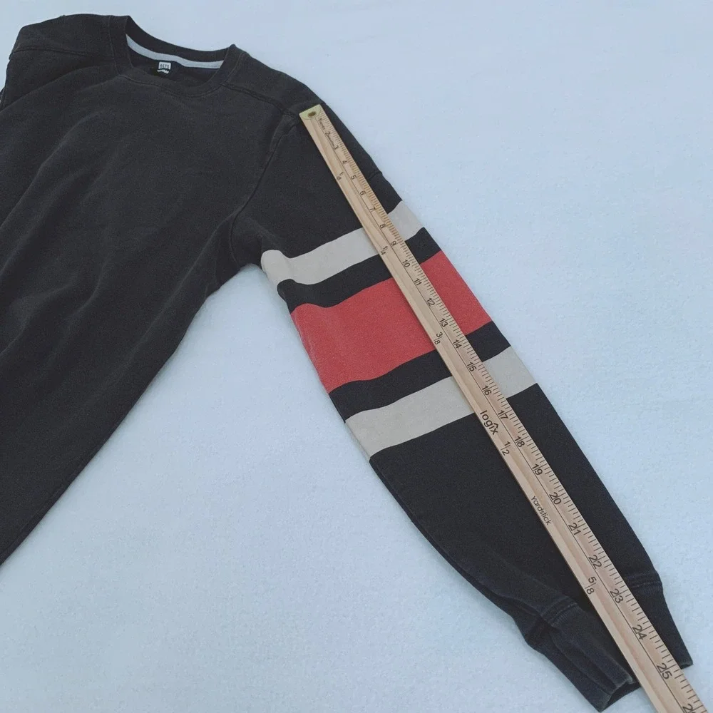 J. Peterman Long Sleeve T-Shirt Men L Black Striped Crew Neck 100% Cotton
